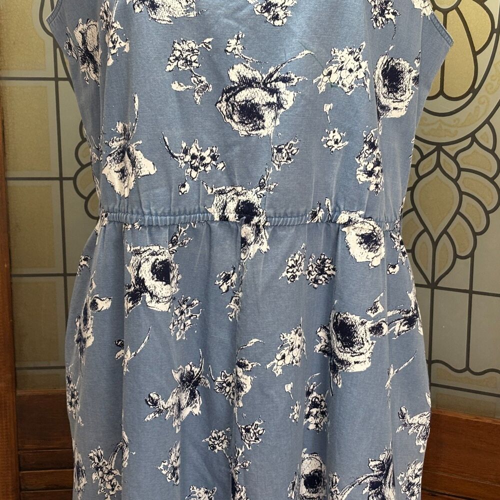 Vintage S.L. Petites Chic Chambray Floral Print Knee Length Dress Size 14 - Picture 12 of 15